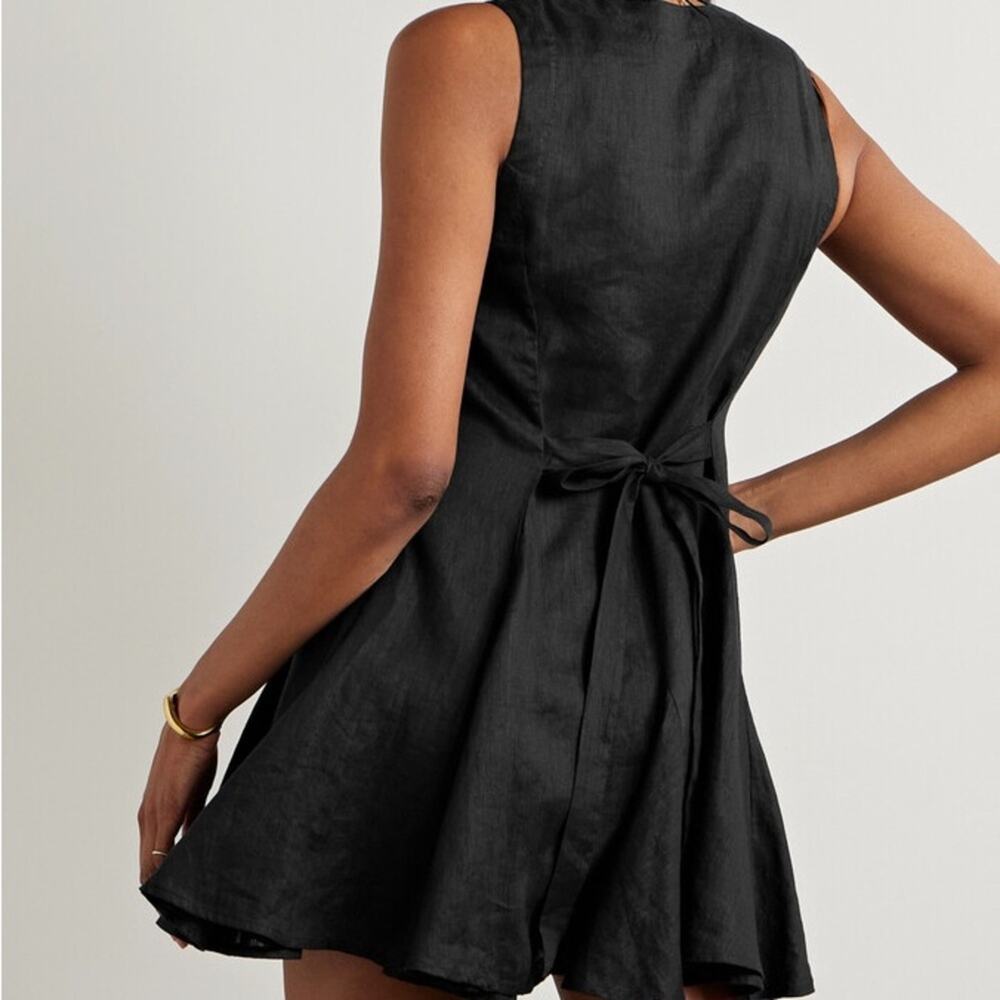 Doen Black Sleeveless Button-Front Mini Dress - Picture 2 of 14